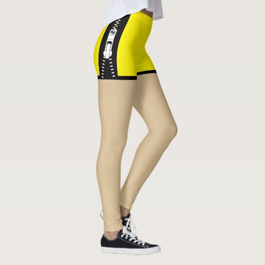 Leggings Boho neon Jaune Unique faux shorts design (Droite)