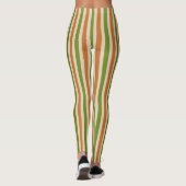 Leggings Boho Orange Brûlé Vert Sauge Rayé Rétro (Dos)