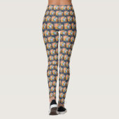 Leggings Boho Orange Camera & Fleurs Motif d'aquarelle (Dos)