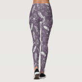 Leggings boho plumes fleurs motif sur violet N'IMPORTE QUEL (Dos)