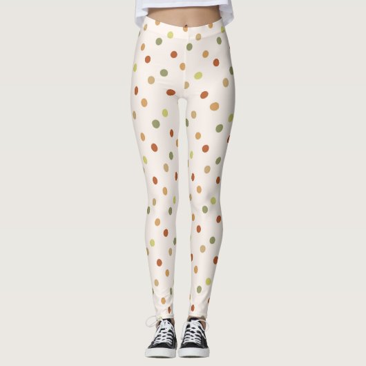 Leggings Boho Polka Dots Earthy Pattern  (Devant)