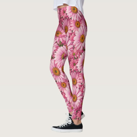 Leggings Boho rétro chic fleurs florales roses motif (Gauche)