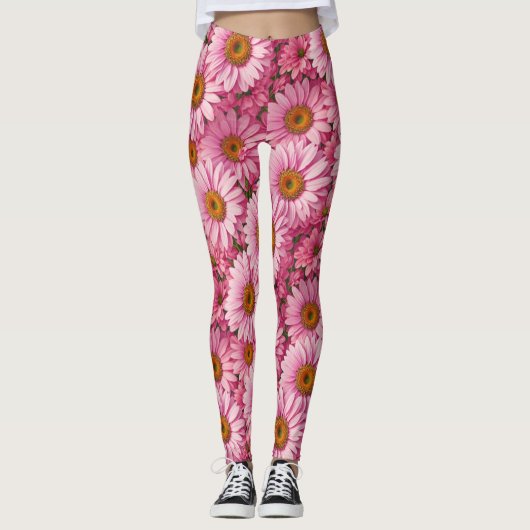 Leggings Boho rétro chic fleurs florales roses motif (Devant)