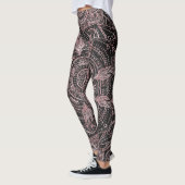 Leggings Boho Rose Gold Grey Mandala Design élégant (Gauche)