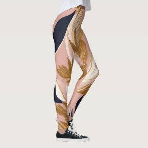 Leggings Boho rose vif Feuilles Collection moderne