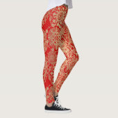 Leggings Boho rouge et or Mandala Motif Yoga (Droite)