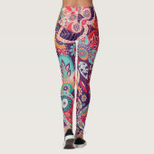 Leggings Boho Style Floral Motif Hippie Femme (Dos)
