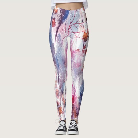 Leggings Boho Twigs and Feathers : Artwork à la mode (Devant)