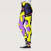 Leggings Boho violet, bleu, design rose. Faire une déclarat (Gauche)