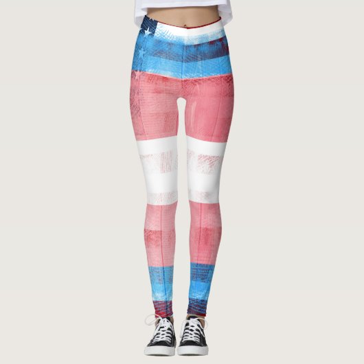 Leggings Bois américain et Paintstrokes du drapeau | de (Devant)