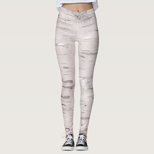 Leggings Bois d'arbre de bouleau blanc rustique ferme maiso (Devant)