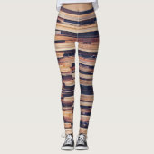 Leggings Bois design brun géométrique planches (Devant)