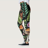 Leggings Bois foncé Champignons Bois Motif Art (Gauche)