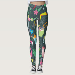 Leggings Boissons D'Oiseaux Tropicaux : Vibrant Sans Fil.