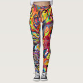 Leggings Bold Abstract Paint Strokes in Vibrant Colors (Devant)