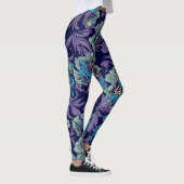 Leggings Bold Blue & Teal Botanical Print Floral Pattern  (Droite)