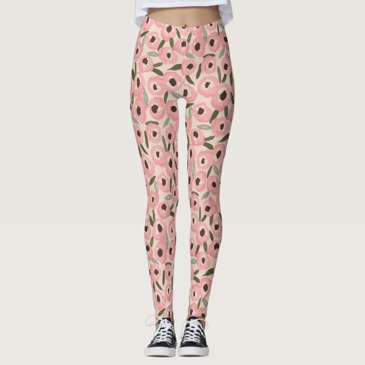 Leggings Bold Inky Floral Pattern | Hand-Drawn Botanical (Devant)