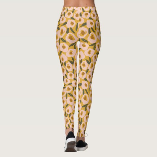 Leggings Bold Inky Floral Pattern | Hand-Drawn Botanical (Dos)
