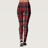 Leggings Bold Red and Black Tartan Plaid (Dos)