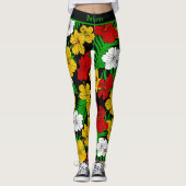 Leggings Bold Tropical Hibiscus Floral Pattern  (Devant)