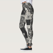 Leggings Bold Tropical Monochrome Floral Pattern (Gauche)