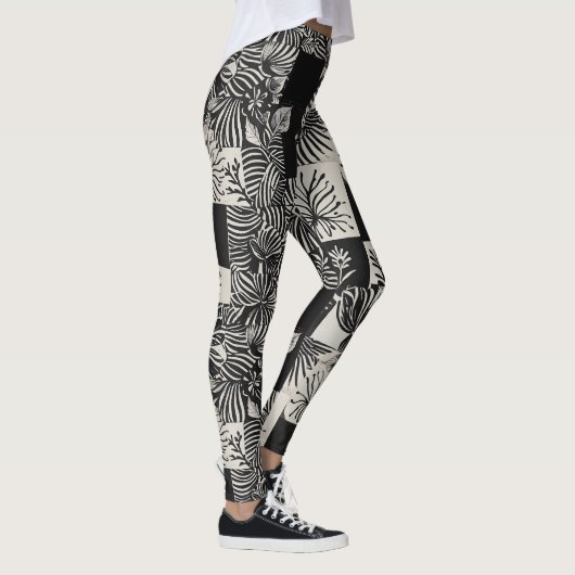 Leggings Bold Tropical Monochrome Floral Pattern (Droite)