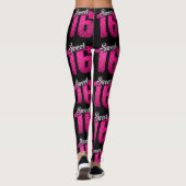 Leggings Bonbon 16" à noir et à rose "guêtres (Dos)