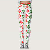 Leggings Bonbons à la menthe de Noël (Devant)