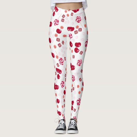 Leggings Bonbons de cerise brillant doux lollipopes doux (Devant)