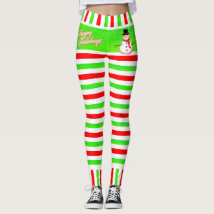Leggings Bonbons frissonné Elfe Happy Festive avec Snowman