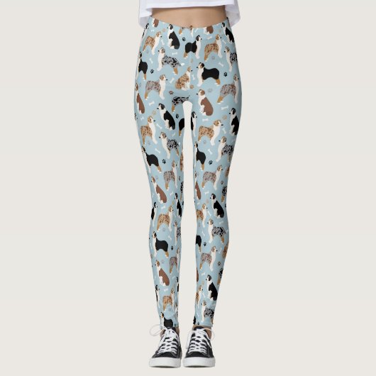 Leggings Bones et pattes de berger australiens (Devant)