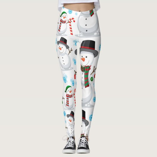 Leggings Bonhomme de neige de Noël (Devant)