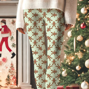 Leggings Bonhomme en pain d'épices vert menthe à pois de No