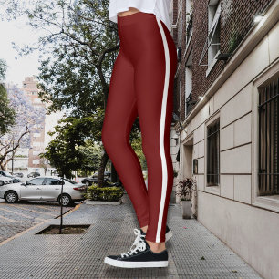 Leggings bordeaux élégants avec bande latérale bla