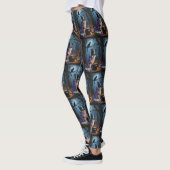 Leggings Bordure Collie Chien Whimsical Halloween Peinture (Gauche)