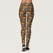Leggings Bordure Collie Puppy Automne Citrouille de plaisir (Dos)