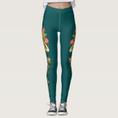 Leggings Bordure de vrilles rétro Flower Power 1 (Devant)