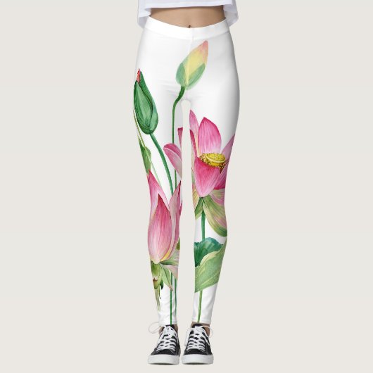 Leggings Bordure d'eau rose Lotus (Devant)