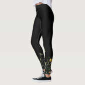 Leggings Bordure fleur sauvage en noir (Gauche)