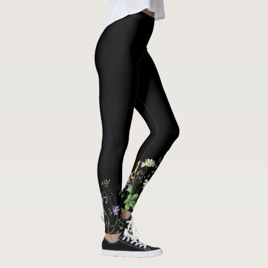 Leggings Bordure fleur sauvage en noir (Droite)