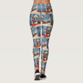Leggings Boston Terrier Dog in Sledge Let it Neige Noël (Dos)