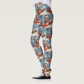 Leggings Boston Terrier Dog in Sledge Let it Neige Noël (Gauche)