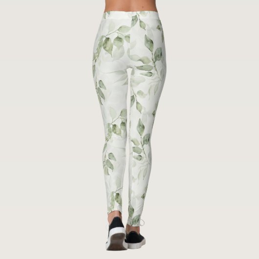 Leggings Botanical Green Leaf Pattern  (Dos)