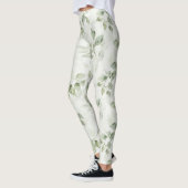 Leggings Botanical Green Leaf Pattern  (Gauche)