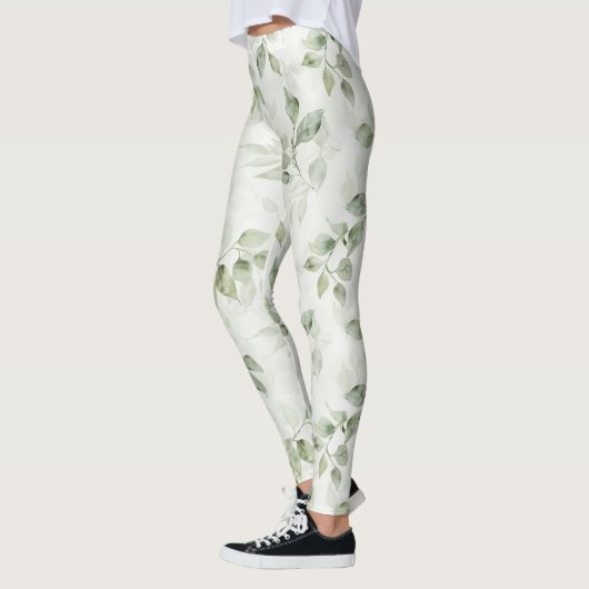 Leggings Botanical Green Leaf Pattern (Gauche)