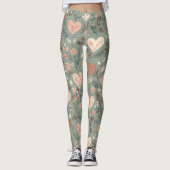 Leggings Botanical Hearts Romantic Floral Seamless Pattern (Devant)