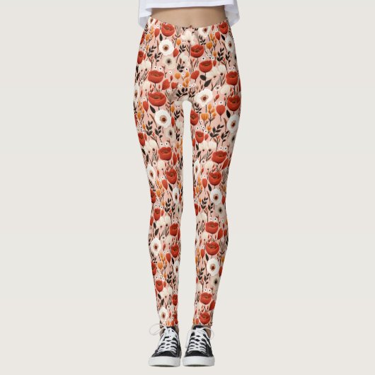 Leggings Botanique Boho Automne Fleur sauvage Meadow Motif (Devant)