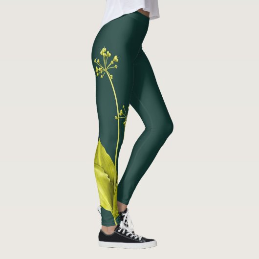 Leggings Botanique d'ail sauvage Plante vert (Droite)