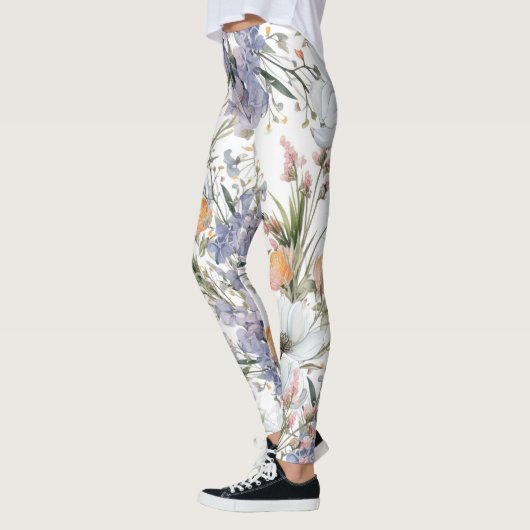 Leggings Botanique pastel couleurs fleur sauvage été fleuri (Gauche)