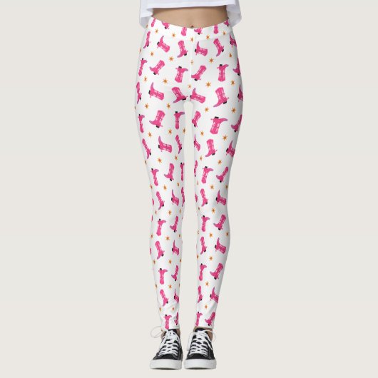 Leggings Botte de cowboy rose, Fun Cowgirl (Devant)